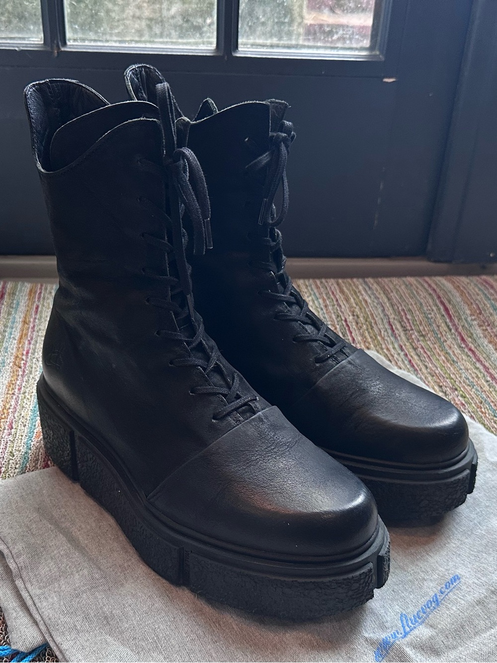 Fluevog NEARLY NEW Space Edition Almanon black laceup platform boot-11 (fit 10.5